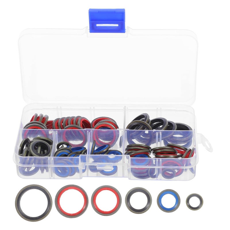 Engine Oil Drain Plug Gaskets 100pcs Aluminum Rubber Sealing Crush Washer Kit Automotive Oil Pan Replacement Maintenance - Image 2
