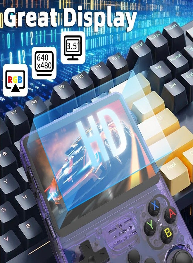 FINGEREVO جهاز ألعاب محمول باليد FINGEREVO R36S، شاشة IPS OCA مقاس 3.5 بوصة بدقة 640 × 480، بطارية 3200 مللي أمبير، نظام مفتوح المصدر، لون بنفسجي شفاف - Image 3
