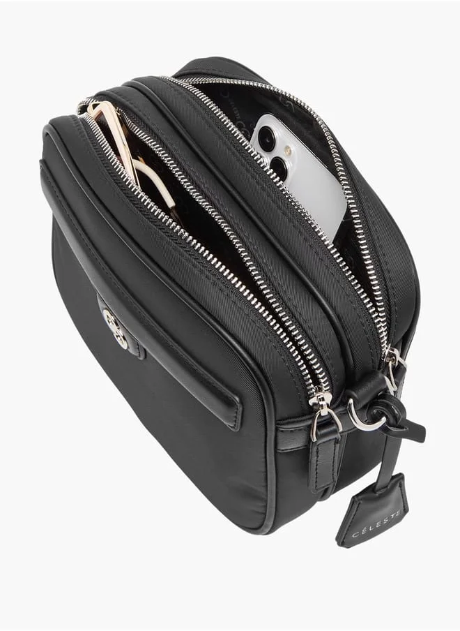 سيليست Womens Textured Crossbody Bag With Adjustable Strap And Zip Closure