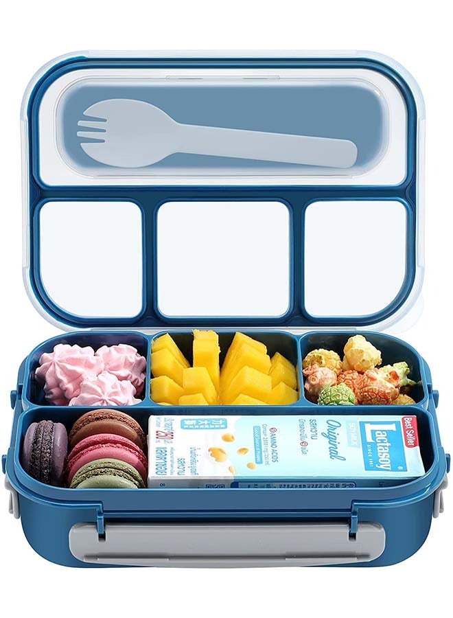 YIM-VIBEHAUS Bento Lunch Box for Kids, 1300ML Kids Lunch Box with 4 Compartment, Lunch Box Food Containers for Kids Back to School, 100% Leak- Proof, Microwave/Dishwasher/Freezer Safe, BPA Free (Blue) - Image 1