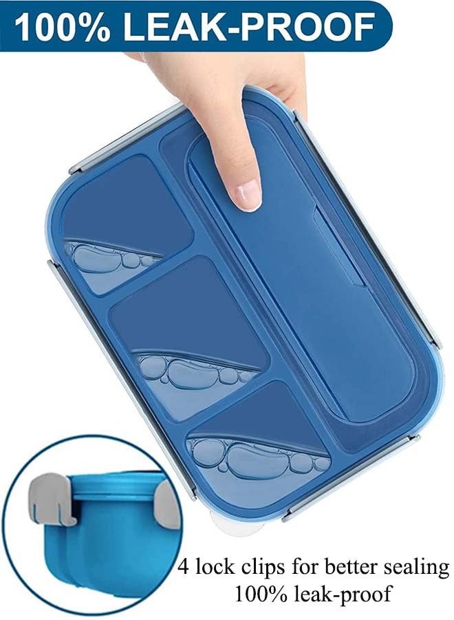 YIM-VIBEHAUS Bento Lunch Box for Kids, 1300ML Kids Lunch Box with 4 Compartment, Lunch Box Food Containers for Kids Back to School, 100% Leak- Proof, Microwave/Dishwasher/Freezer Safe, BPA Free (Blue) - Image 4