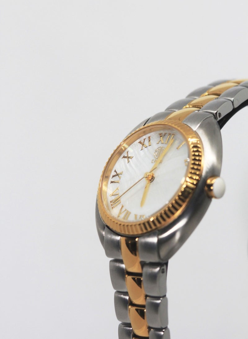 CABA Women's Watch, Elegant Design, Golden Roman Numerals, White Dial, Water Resistant And Rust Resistant, Stainless Steel, Silver&Gold - 3106889L-3 - Image 2