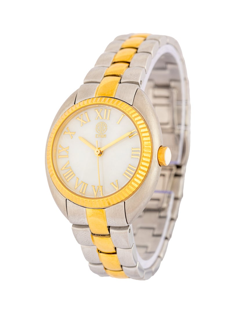 CABA Women's Watch, Elegant Design, Golden Roman Numerals, White Dial, Water Resistant And Rust Resistant, Stainless Steel, Silver&Gold - 3106889L-3 - Image 3