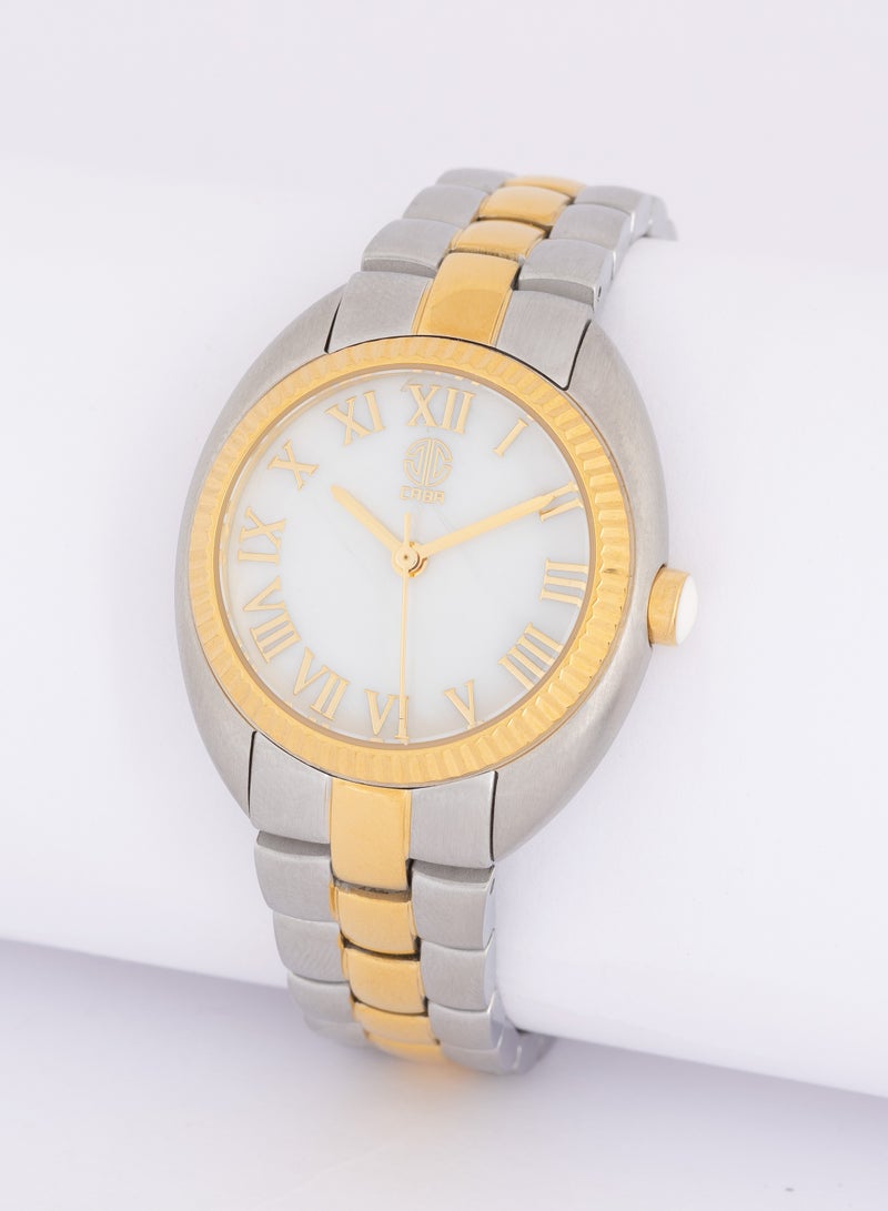 CABA Women's Watch, Elegant Design, Golden Roman Numerals, White Dial, Water Resistant And Rust Resistant, Stainless Steel, Silver&Gold - 3106889L-3 - Image 5