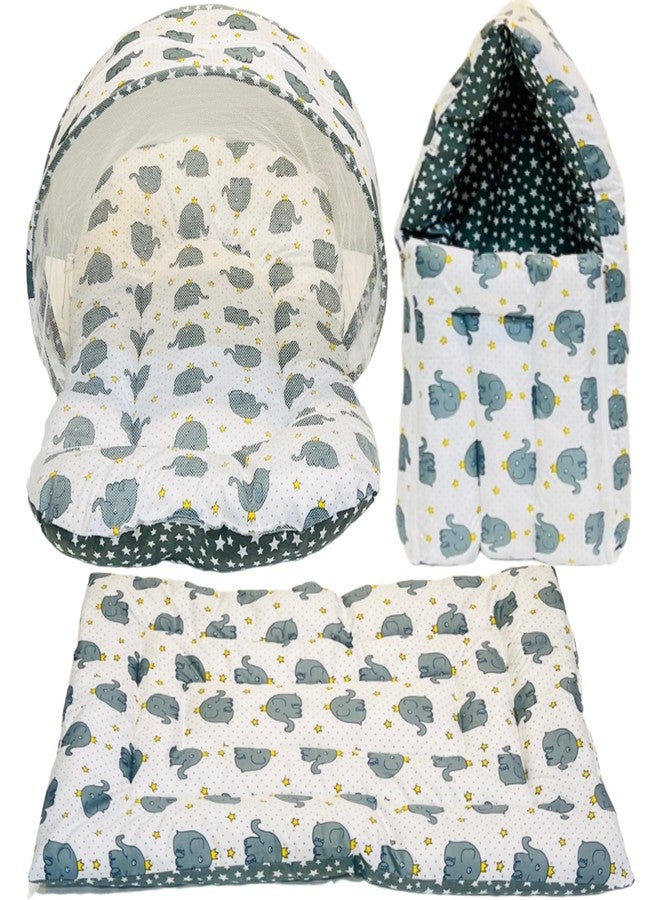 Infantbond Combo of Baby Bedding Set | Baby Bed | Newborn Baby Bedding All (0-6 Months) (Elephant) (3, Grey E) - Image 1