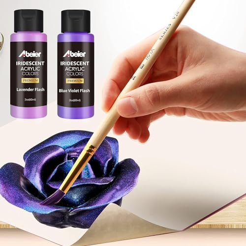 ABEIER Iridescent Acrylic Paint, Set of 18 Chameleon Colors, 2 oz/60ml Bottles, Color-shifting, Non-Toxic, High Viscosity, Blendable, Paints on Rocks Crafts Canvas Wood, Fabric, Ceramic & Stone - Image 5