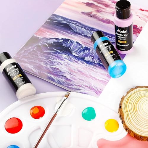 ABEIER Iridescent Acrylic Paint, Set of 18 Chameleon Colors, 2 oz/60ml Bottles, Color-shifting, Non-Toxic, High Viscosity, Blendable, Paints on Rocks Crafts Canvas Wood, Fabric, Ceramic & Stone - Image 4