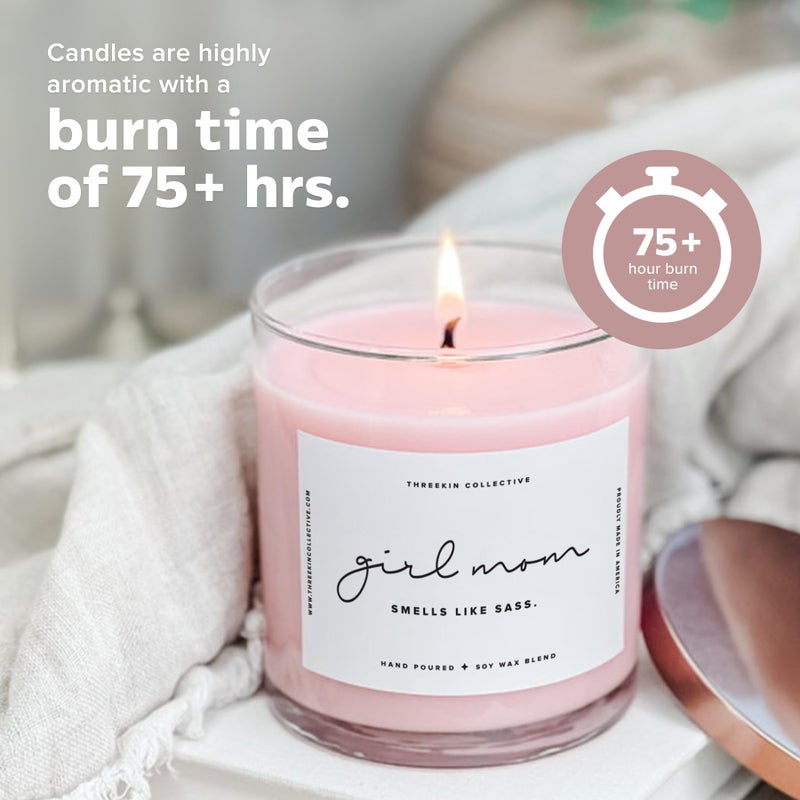 ThreeKin Collective ThreeKin Scented Candles for Girl Mom, Natural Soy Wax Candles for Home, Relaxing Aromatherapy for Moms, Lavender Essential Oils with a Hint of Sass, Long Lasting Candle Burns for 75 Hours - Image 4