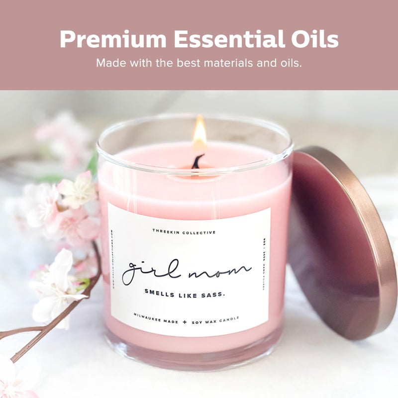 ThreeKin Collective ThreeKin Scented Candles for Girl Mom, Natural Soy Wax Candles for Home, Relaxing Aromatherapy for Moms, Lavender Essential Oils with a Hint of Sass, Long Lasting Candle Burns for 75 Hours - Image 5