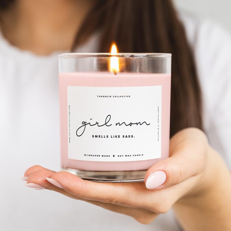 ThreeKin Collective ThreeKin Scented Candles for Girl Mom, Natural Soy Wax Candles for Home, Relaxing Aromatherapy for Moms, Lavender Essential Oils with a Hint of Sass, Long Lasting Candle Burns for 75 Hours - Image 3
