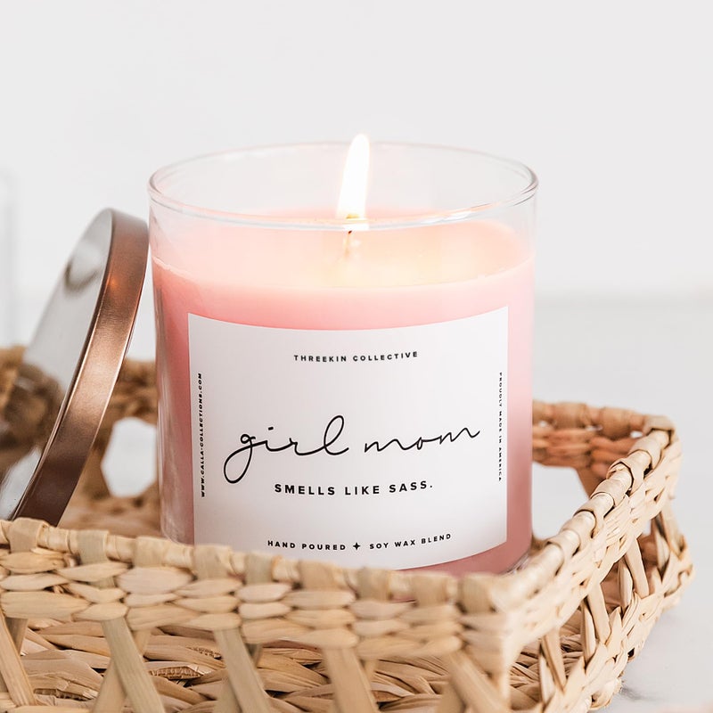 ThreeKin Collective ThreeKin Scented Candles for Girl Mom, Natural Soy Wax Candles for Home, Relaxing Aromatherapy for Moms, Lavender Essential Oils with a Hint of Sass, Long Lasting Candle Burns for 75 Hours - Image 2
