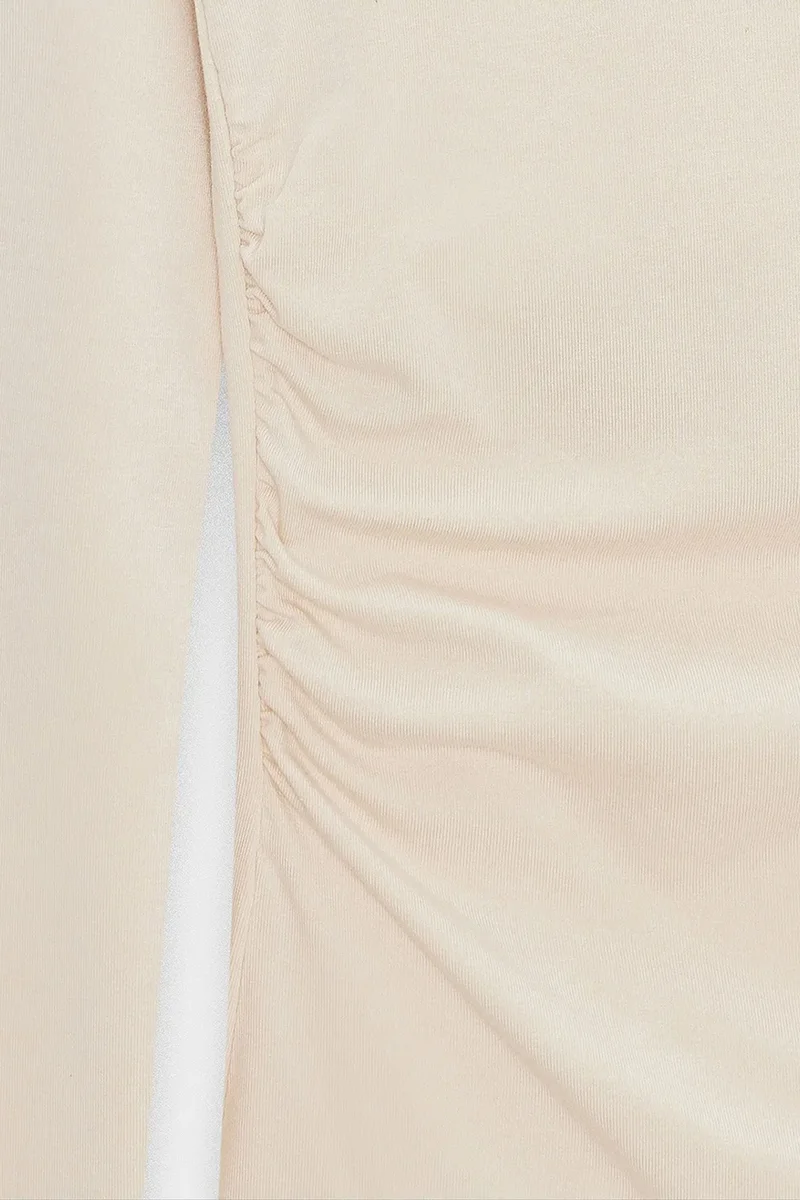 Dilvin Cream Natural DILVIN Slim Fit V-Neck Knit Blouse for Women | Best Price UAE