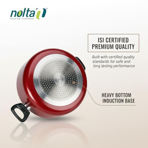 Nolta PS Biryani Pot (7L) Induction Cookware, ISI Certified, 1yr Replace-Guarantee, Non-Toxic PFOA-Free Non-Stick Coating, Induction Base Biriyani Handi (28cm, Maroon) - Image 5