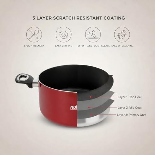 Nolta PS Biryani Pot (7L) Induction Cookware, ISI Certified, 1yr Replace-Guarantee, Non-Toxic PFOA-Free Non-Stick Coating, Induction Base Biriyani Handi (28cm, Maroon) - Image 4