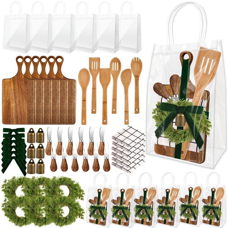 Gosodeny 6 Set Christmas Kitchen Utensils Gift Bulk Cheese Charcuterie Board Kit Knife Set Holiday Wreath for Christmas Kitchen Holiday Gift Party Decor Xmas Party Decor Friends Family Lover Presents - Image 2