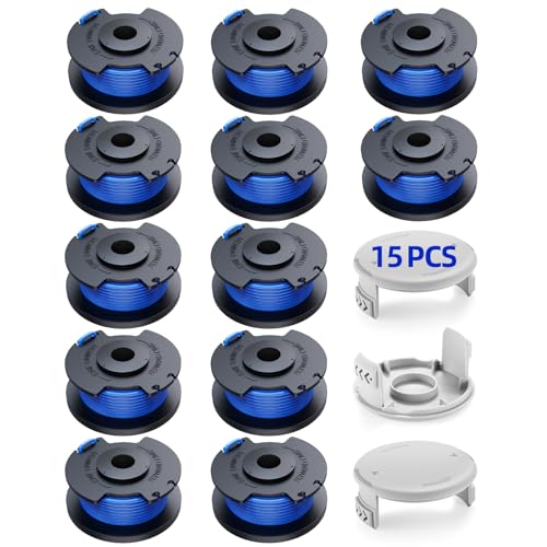 YWTESCH Trimmer String for Ryobi One+ AC14RL3A,Line String Trimmer Replacement Spool 0.065-Inch Compatible with Ryobi 18v, 24v, and 40v Cordless String Trimmer, 15 Packs（12 Trimmer Line,3 Trimmer Cap） - Image 1