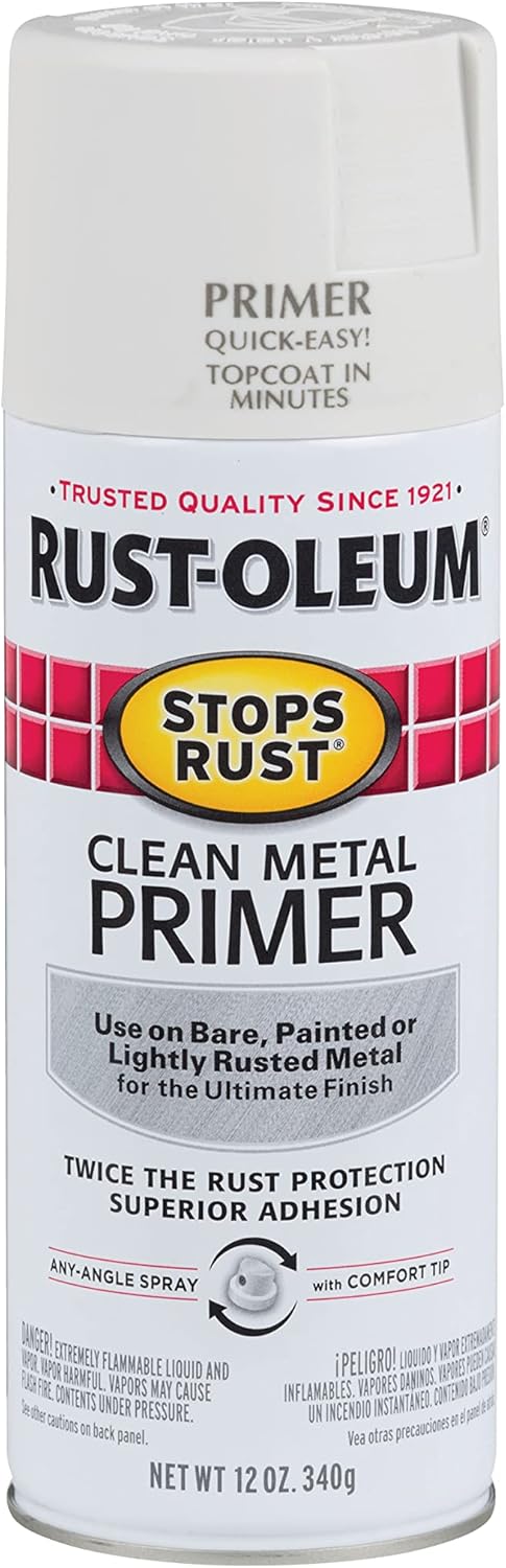 Rust-Oleum Stops Rust Clean Metal Primer Spray - 12 Oz, Flat White - Image 1