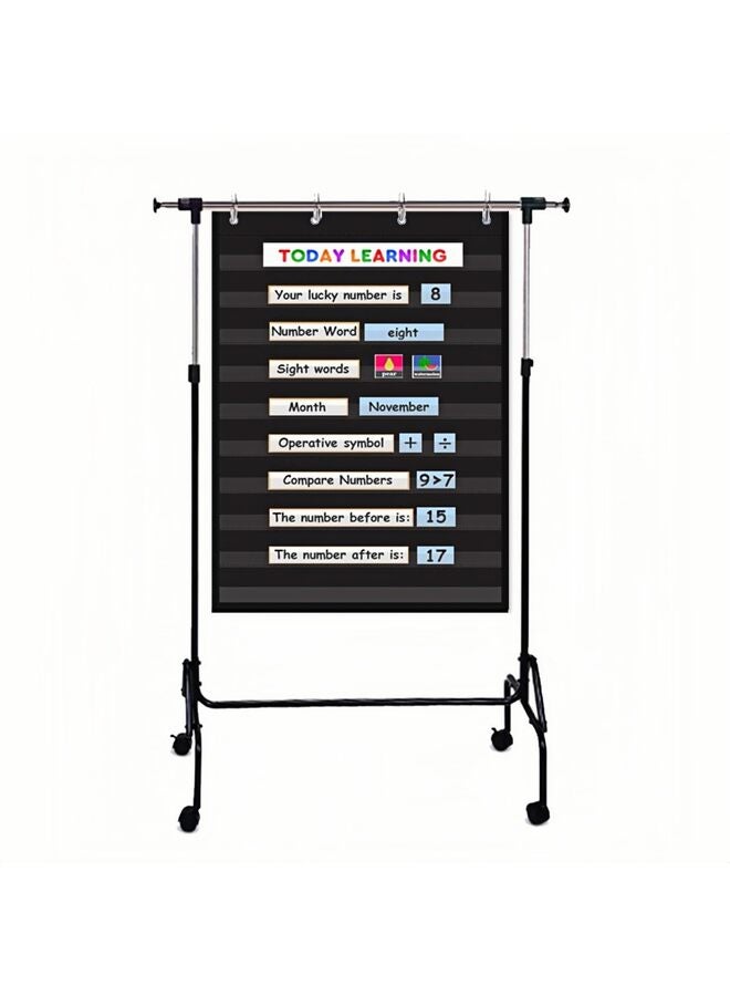 Standard Pocket Chart Clear 10 Pockets Chart for Classroom Home Heavy Duty Hanging Pocket Chart for Word Wall Letter Cards Sentence Strips 28Wx43L Black - Image 2