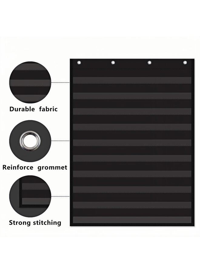 Standard Pocket Chart Clear 10 Pockets Chart for Classroom Home Heavy Duty Hanging Pocket Chart for Word Wall Letter Cards Sentence Strips 28Wx43L Black - Image 5