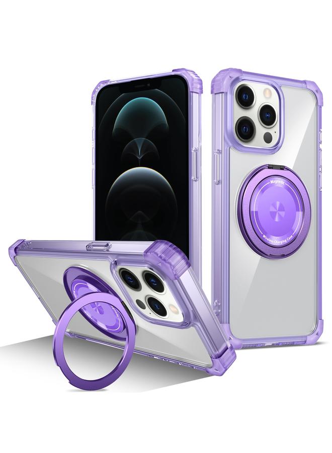 Zaboon Case For iPhone 12 Pro Max Gold Shield CD Pattern MagSafe Magnetic Phone Case with Rotating Stand - Image 1