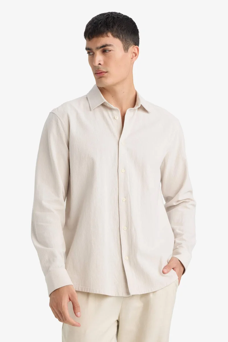 ديفاكتو Basic Long Sleeves Cotton Shirt