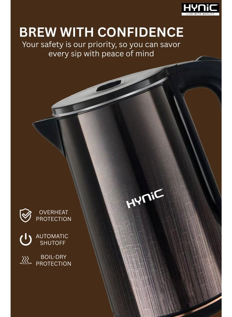 Hynic 1.8L Double-Wall Electric Kettle – 1500W Fast Boiling Stainless Steel Tea & Coffee Pot with Cool-Touch Exterior, Auto Shut-Off, and Boil-Dry Protection - Image 4