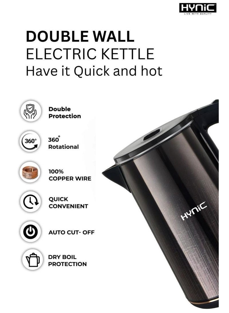 Hynic 1.8L Double-Wall Electric Kettle – 1500W Fast Boiling Stainless Steel Tea & Coffee Pot with Cool-Touch Exterior, Auto Shut-Off, and Boil-Dry Protection - Image 5