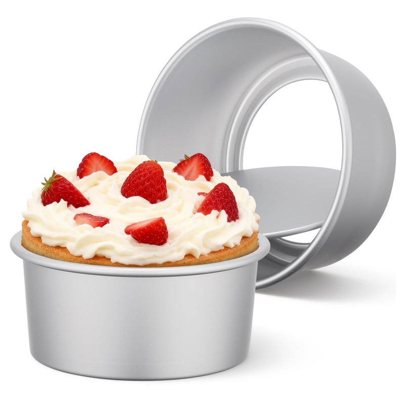 Beasea 6 Inch Round Cake Pan Set of 2, Nonstick Aluminum Alloy Cheesecake Pan with Removable Bottom for Oven Baking - Image 1