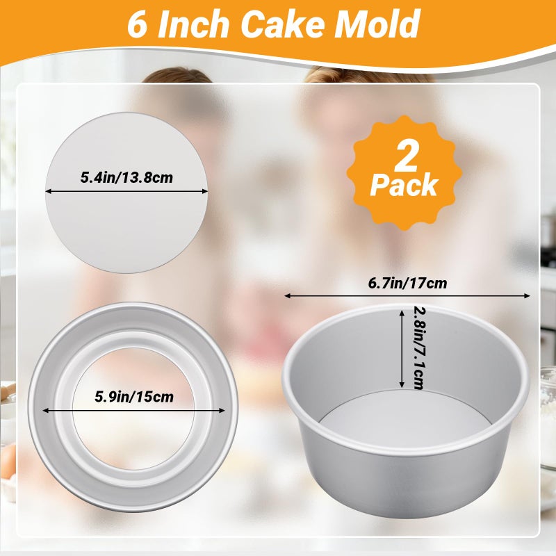 Beasea 6 Inch Round Cake Pan Set of 2, Nonstick Aluminum Alloy Cheesecake Pan with Removable Bottom for Oven Baking - Image 2
