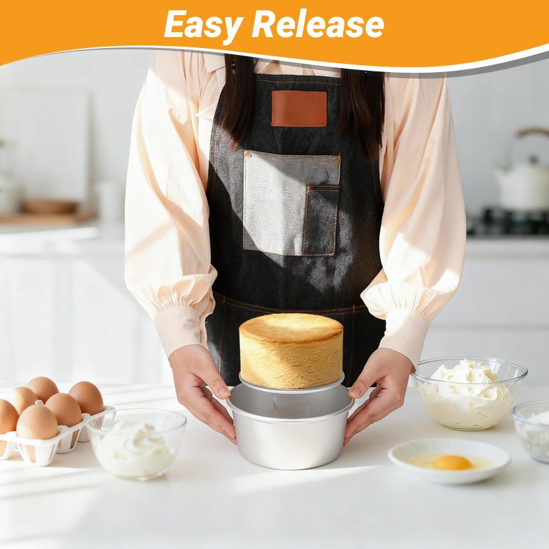 Beasea 6 Inch Round Cake Pan Set of 2, Nonstick Aluminum Alloy Cheesecake Pan with Removable Bottom for Oven Baking - Image 5