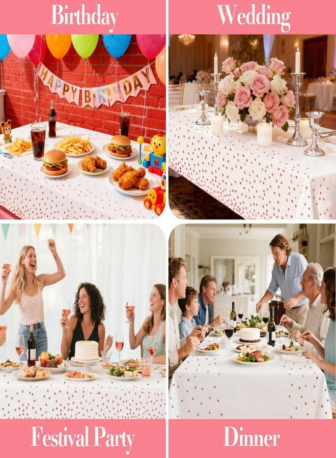 hapray 4 Pack Plastic Tablecloths for Rectangle Tables, Waterproof Disposable Party Table Cloths with Rose Gold Dot, Table Covers for Decorations, Baby Shower, Birthday, Valentines Day Mothers - Image 4