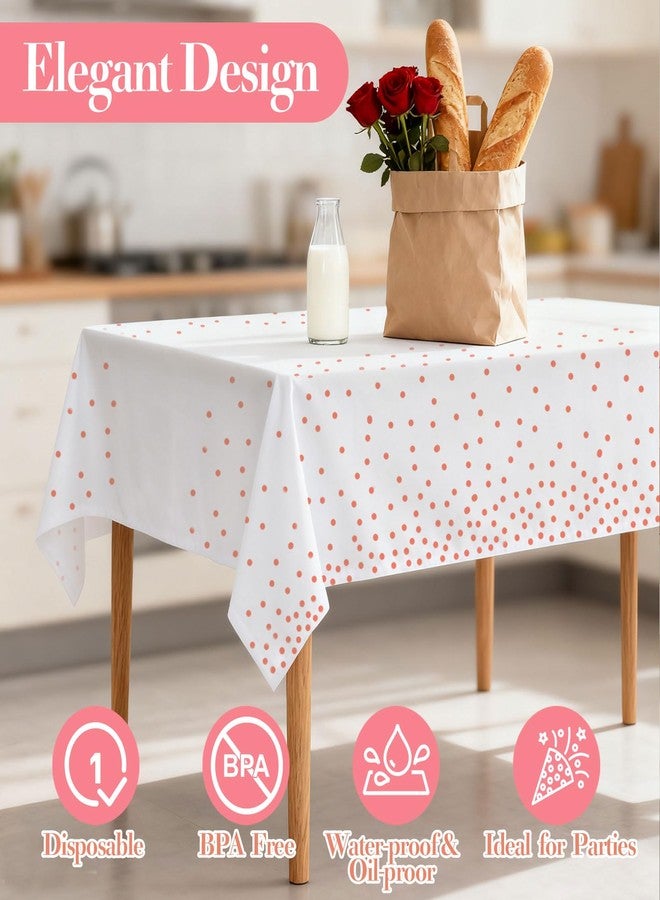 hapray 4 Pack Plastic Tablecloths for Rectangle Tables, Waterproof Disposable Party Table Cloths with Rose Gold Dot, Table Covers for Decorations, Baby Shower, Birthday, Valentines Day Mothers - Image 3