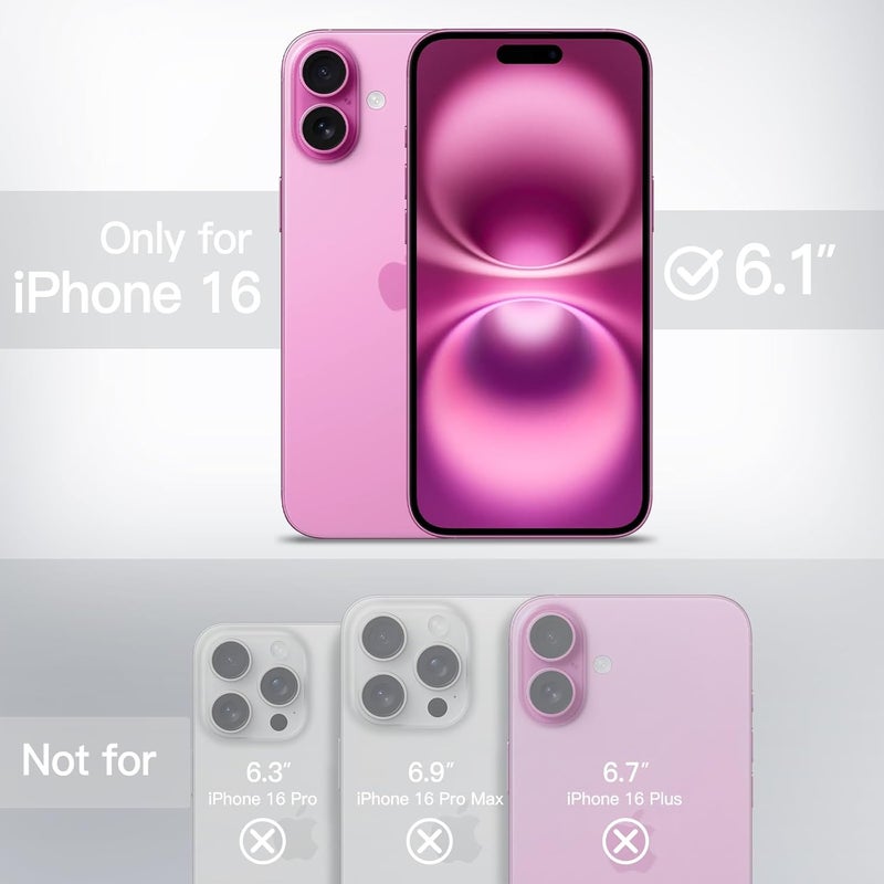 جي تيك جراب غير لامع لهاتف آيفون 16 مقاس 6.1 بوصة، حماية من الصدمات والسقوط بدرجة عسكرية، غطاء خلفي شفاف غير لامع، ظهر وردي مضاد لبصمات الأصابع - Image 2