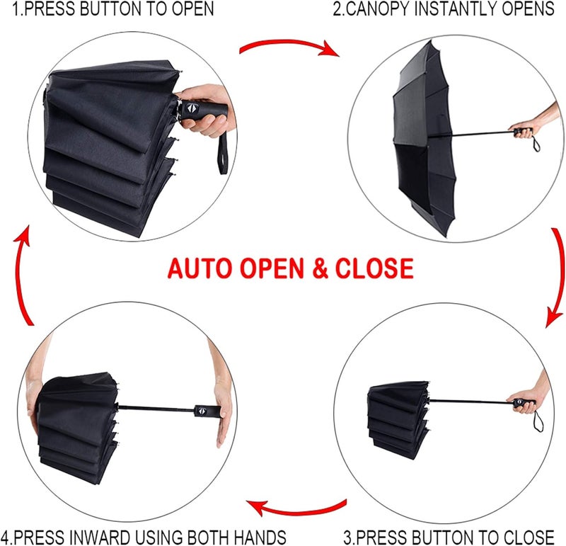 Compact Umbrella oof Umbre Portable Windprlla 12 Rib Frame, UV Block Coating, Lightweight & Foldable, Comfort Grip Handle, Perfect for Car, Bag, Golf & Daily Commute - Image 2