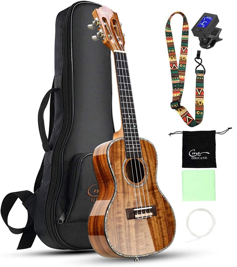 Hricane Concert Ukulele 23 inch UKS-2, 4 Strings Ukeleles For Beginners, Sapele Hawaiian Ukele with Ukulele Case and Ukele String Set (Koa Glossy) - Image 4