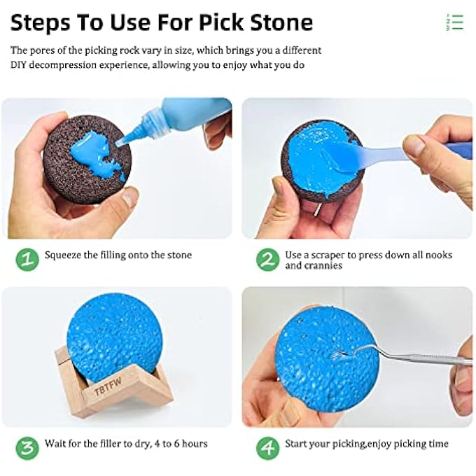 TBTFW Pick and Peel Stone Kit, 80ml Blue Pick Stone for Anxiety Relief, Picking Rock Round Stone DIY Pick Peel, Calming Stone Fidget Picky Stone with Display, Relax and Calm Your Mood - Image 4