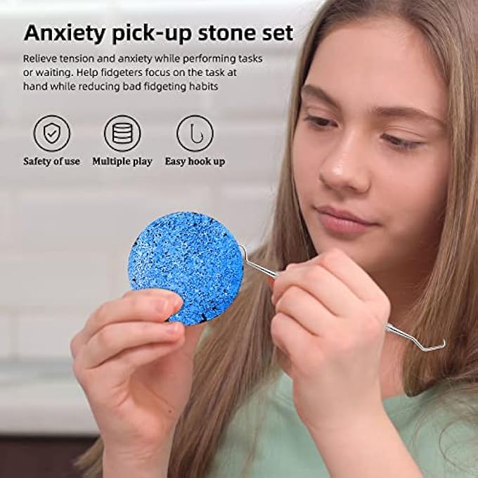 TBTFW Pick and Peel Stone Kit, 80ml Blue Pick Stone for Anxiety Relief, Picking Rock Round Stone DIY Pick Peel, Calming Stone Fidget Picky Stone with Display, Relax and Calm Your Mood - Image 5