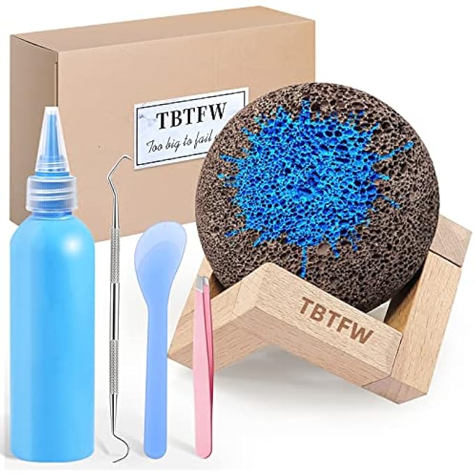 TBTFW Pick and Peel Stone Kit, 80ml Blue Pick Stone for Anxiety Relief, Picking Rock Round Stone DIY Pick Peel, Calming Stone Fidget Picky Stone with Display, Relax and Calm Your Mood - Image 1