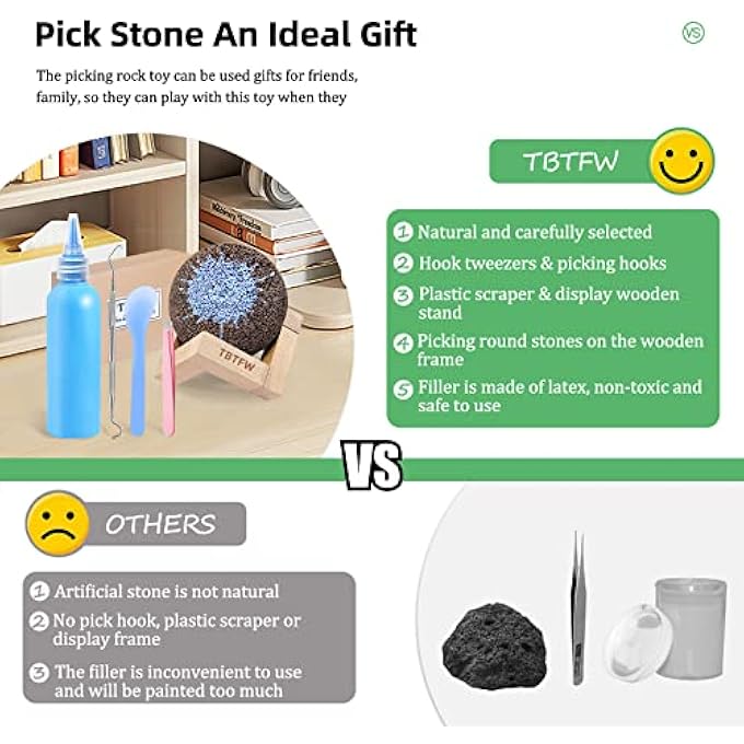 TBTFW Pick and Peel Stone Kit, 80ml Blue Pick Stone for Anxiety Relief, Picking Rock Round Stone DIY Pick Peel, Calming Stone Fidget Picky Stone with Display, Relax and Calm Your Mood - Image 3