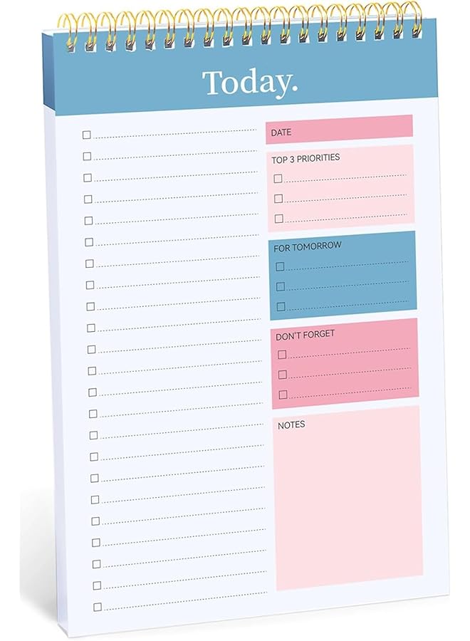 erorex To Do List Notepad 52 Sheets To Do List Notebook For Work Twin Ring Spiral Bindling Undated Daily Planner Perfect For Enhanced Productivity And Goal Achievement Blue  - Image 1