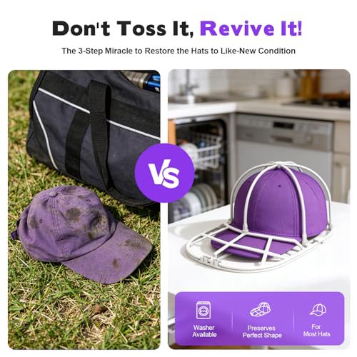 YEENOR Hat Washer Cage for Washing Machine – Baseball Cap Cleaner Rack for Washer & Dishwasher, Structured Cap Shaper & Protector for Hats – 2 Packs (Assembly Required) - Image 2