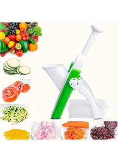 Hihonor Safe Mandoline Slicer 5 in 1 Vegetable Chopper Food Potato Cutter, Strips Julienne Dicer Adjustable Thickness 0.1-8 mm Kitchen Chopping Artifact Fast Meal Prep (Green)  - Image 1