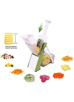 Hihonor Safe Mandoline Slicer 5 in 1 Vegetable Chopper Food Potato Cutter, Strips Julienne Dicer Adjustable Thickness 0.1-8 mm Kitchen Chopping Artifact Fast Meal Prep (Green)  - Image 2