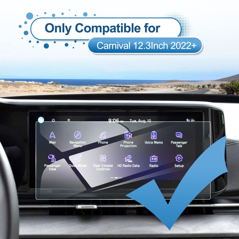 Coleya 2022 2023 2024 Carnival Screen Protector for Kia Carnival (EX/SX/SX Prestige) 12.3-inch Touch Screen, 9H Tempered Glass 2023 2024 Carnival KA4 Accessories HD Transparent 12.3" - Image 2