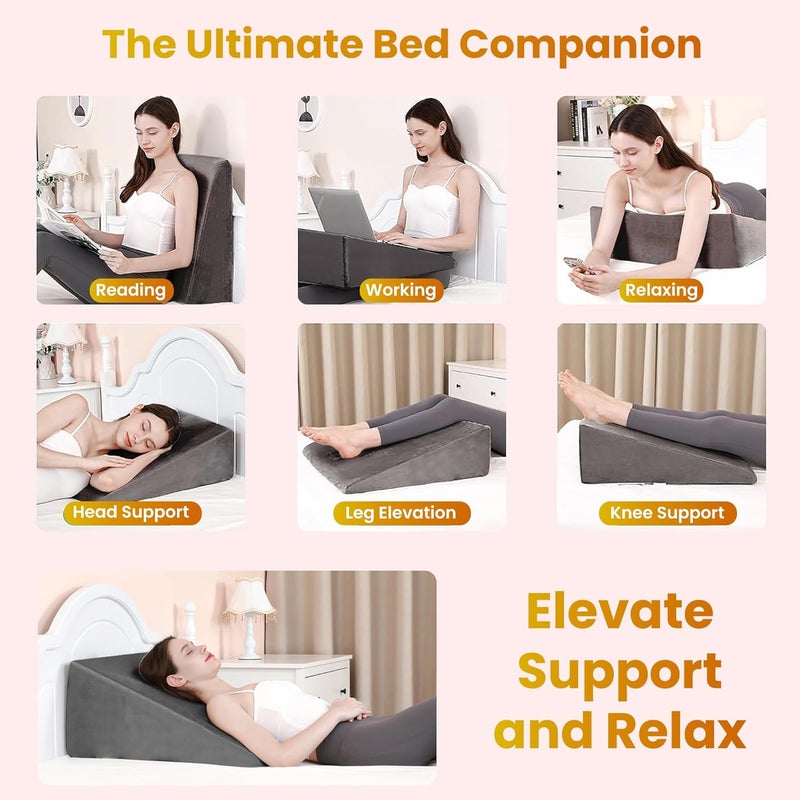 Dr Trust USA Orthopedic Wedge Back Neck Rest Pillow365 Bed Sitting Sleeping Memory Foam Support Cervical Pain Relief Coccyx Spine Pregnancy Acid Reflux Anti Snoring - Image 3