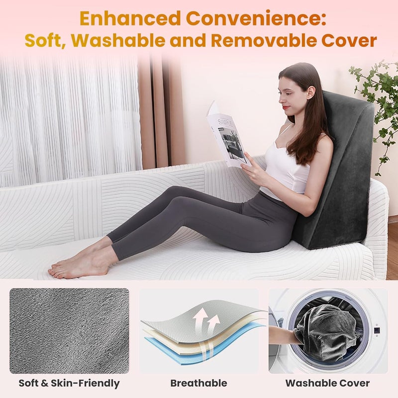 Dr Trust USA Orthopedic Wedge Back Neck Rest Pillow365 Bed Sitting Sleeping Memory Foam Support Cervical Pain Relief Coccyx Spine Pregnancy Acid Reflux Anti Snoring - Image 5