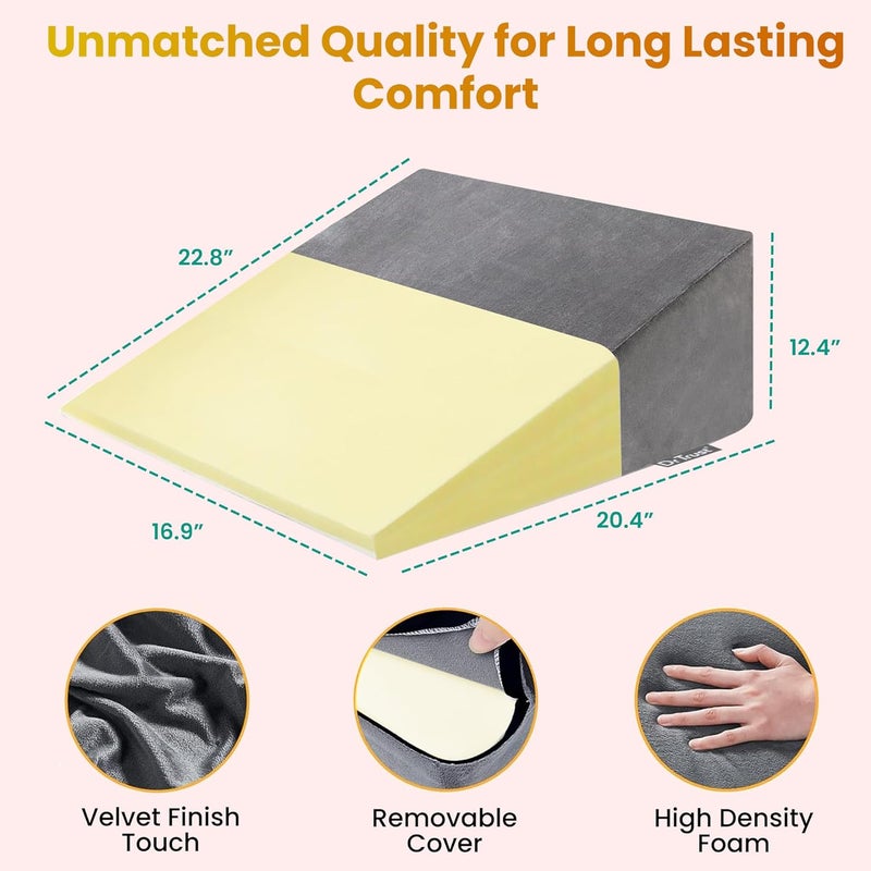 Dr Trust USA Orthopedic Wedge Back Neck Rest Pillow365 Bed Sitting Sleeping Memory Foam Support Cervical Pain Relief Coccyx Spine Pregnancy Acid Reflux Anti Snoring - Image 4
