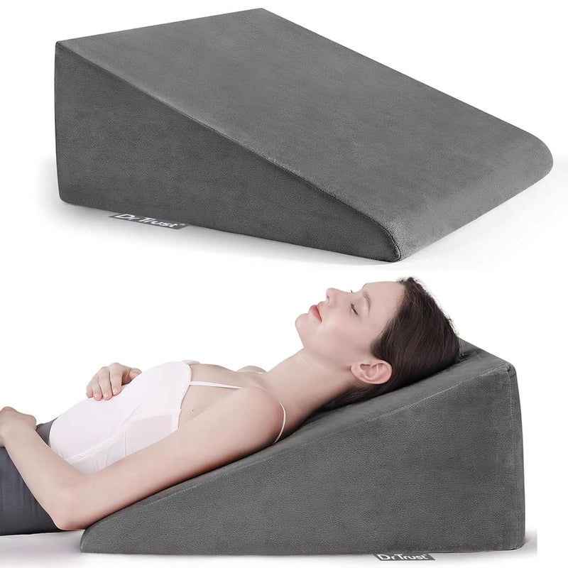 Dr Trust USA Orthopedic Wedge Back Neck Rest Pillow365 Bed Sitting Sleeping Memory Foam Support Cervical Pain Relief Coccyx Spine Pregnancy Acid Reflux Anti Snoring - Image 1