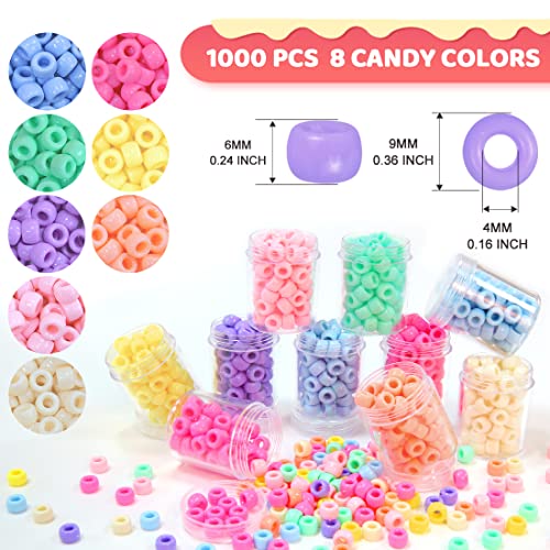 IOOLEEM 1000 Macaron Candy Pony Beads, Beads for Crafts, Hair Beads, Beading Supplies, Beads for Jewelry Making - Image 2