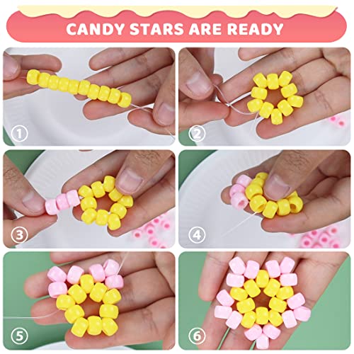 IOOLEEM 1000 Macaron Candy Pony Beads, Beads for Crafts, Hair Beads, Beading Supplies, Beads for Jewelry Making - Image 4